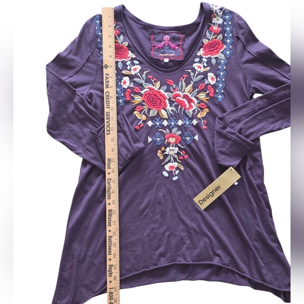 Johnny Was Deep Purple Embroidered Long Sleeve Top - Picture 3 of 7